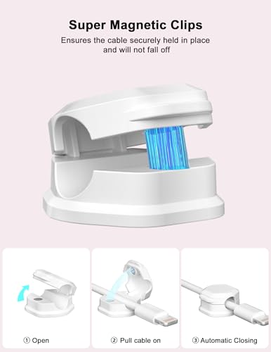 Cord Holder - Cable Clips - Cord Organizer for Desk - Cord Holder for Nightstand - for Desk, Nightstand, Phone Charger, Computer, Home, Office, Car(12pcs)