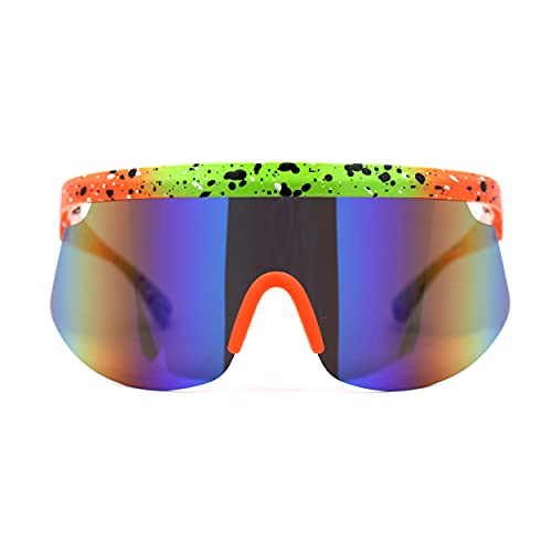 Kush 80s Retro Color Mirror Large Sport Half Rim Shield Sunglasses2