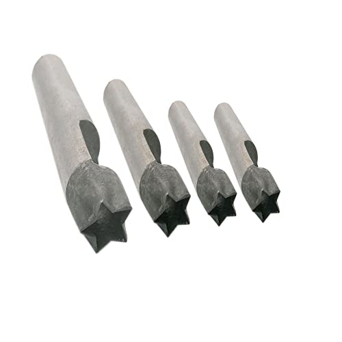 Junetree 4 Pcs Leather Craft Hole Punch Set 5-10mm Five-Pointed Star Shape Punch for Belt Watch Band DIY Leather Working