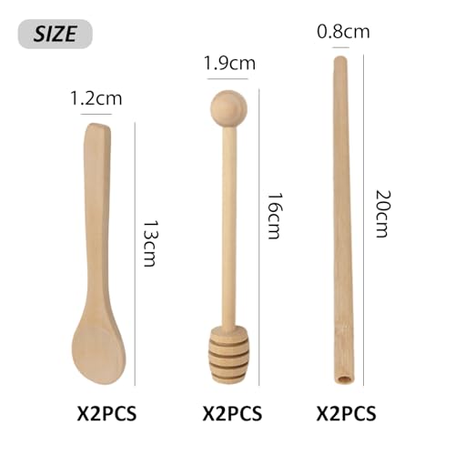 Miniatura 2 de Dhsbgwsx 2 Cucharas De Miel, 2 Cucharas De Madera, 2 Pajitas De Madera, Cucharas Mezcladoras, Mezcladoras De Miel, Cucharaditas, Agitador Para Bebidas, Accesorios De Cocina