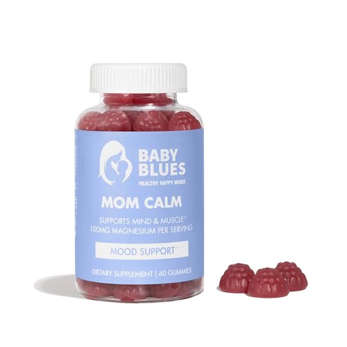 Baby Blues Mom Calm Magnesium Gummies for Women, Magnesium Citrate Gummies for Pregnancy Postpartum and Breastfeeding, Calm Sleep Mood and Muscle Support, Mixed Berry, Vegan, 60 Count