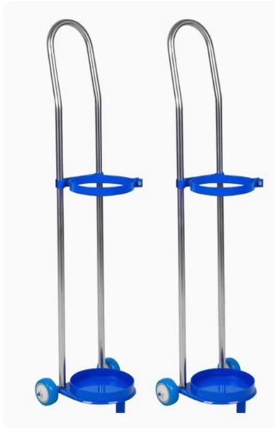 Chariot à bouteilles d'oxygène robuste en acier inoxydable poli