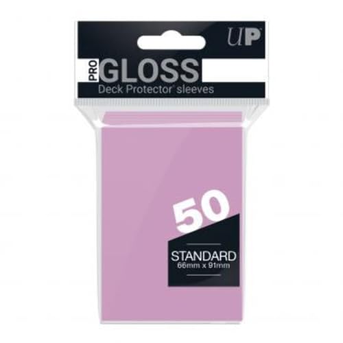 Image of Ultra Pro - 50ct Standard Size Card Protector Sleeves (Bright Pink) - Protect & Store Cards with High-Clarity Gloss Finish