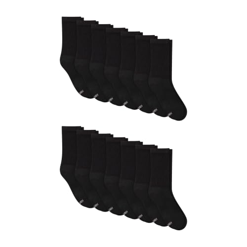 Hanes Womens Value Pack, Crew Soft Moisture-wicking Socks, Available In 10 And 14-packs, Black - 14 Pack, 8-12 US - image 5