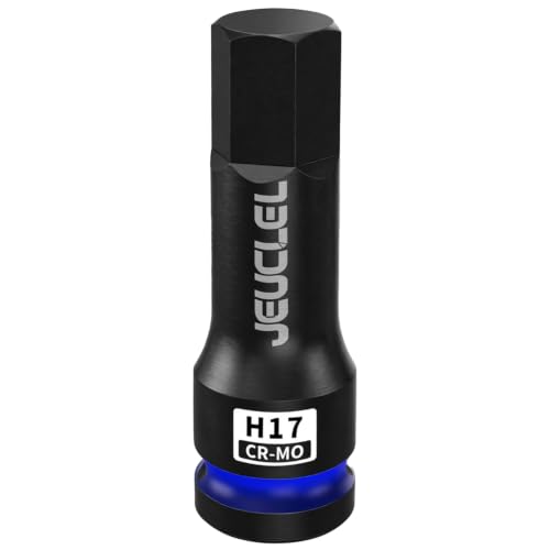 JEUCLEL 17mm Hex Impact Bit Socket H17 1/2 Drive Allen Socket Cr-Mo