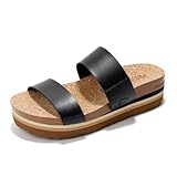 Project Cloud Womens Sandals - Premium Cork Insole Insole Shoes for Women Lightweight and Non Slip Beach Sandals for Women 2026 (Riptide, BLK, 8)