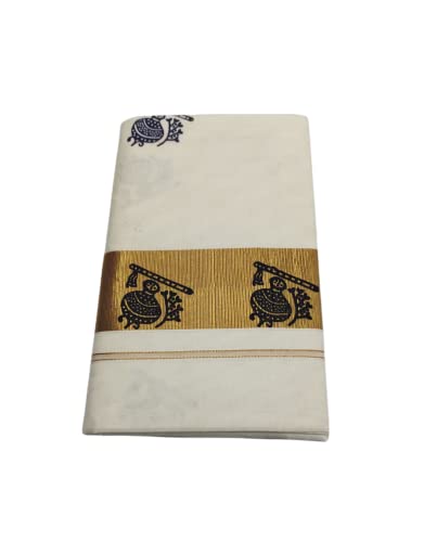 Women's Kasavu Cotton Saree with Blouse