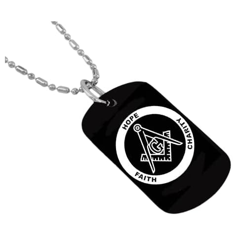 Blingforfun Mason Masonic Faith, Hope And Charity Engraved Dog Tags/GI Tags, Necklace 30" Chain Cover