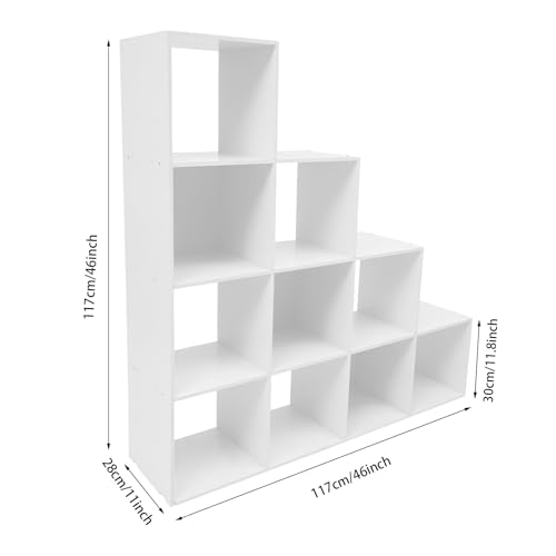 Estantería de almacenamiento modular en forma de L blanca con 10 compartimentos de cubo 4