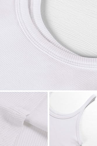 ATHMILE Women Tank Top Sleeveless Scoop Neck Form Fitting Ribbed Knit Basic Cami Shirts2