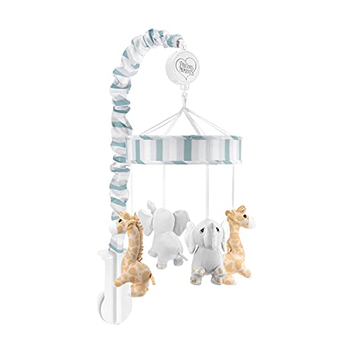 Image of Precious Moments Noah’s Ark Baby Musical Crib Mobile for Boys with Soft Lullaby; Baby Elephant and Giraffe Safari Nursery Décor; Teal Blue, Gray and White Baby Mobile Crib Toy with Music