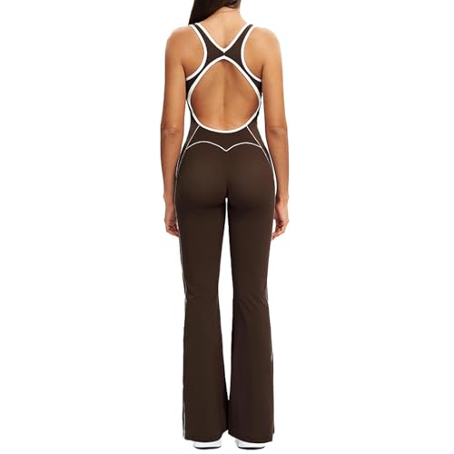 Ropa de yoga para mujer en color violeta claro mono deportivo acampanado plisado talla s 6