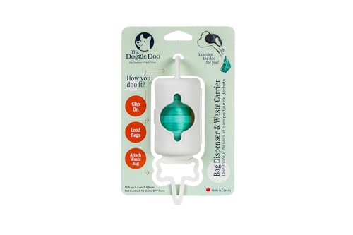 The Doggie Doo Bag Dispenser & Waste Carrier – Carries the Bags and the Doo for You! Attaches to Leash, Suited for Small/Medium Dogs, Hands-Free Holder, Strong Durable Material, Bone Color