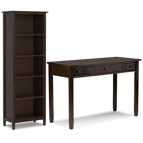 Image of SIMPLIHOME Warm Shaker 2-Piece Home Office Set - 48 inch Solid Wood Desk