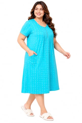 Image of Onekbhalo Women Cotton Night Dress Printed Culf Length Night Gown Short Nighty