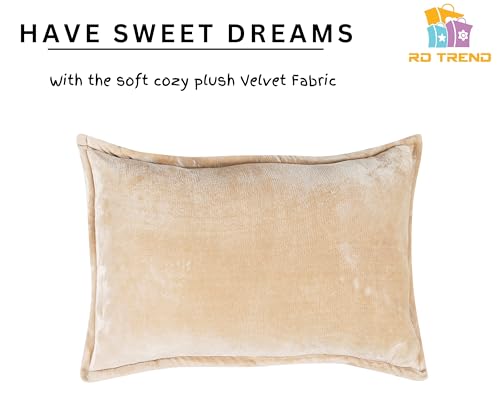 Image of RD TREND Presents Velvet 250 GSM Pillow Cover Set of 2 with Zipper,Size -18 inch x 28 inch Inches (45x71 Cm) (Gold)
