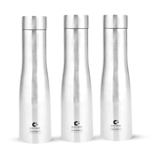 Image of Clay Craft Vacbott Petra Single Walled Non-Insulated Water Bottle, 1000 ml - 3 Piece (Steel)