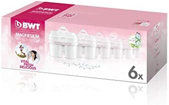 BWT Penguin Electronics - Magnesium Water Filtering Pitcher + Pack 6 Filters Water Jug, 2.7L White