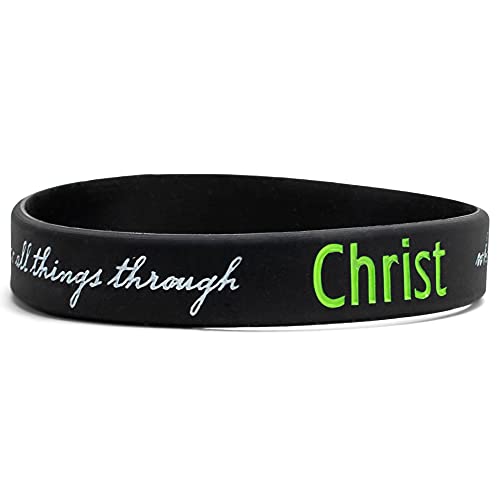 I Can Do All Things Through Christ One Size Fits Most Silicone Bracelets, Pack of 242