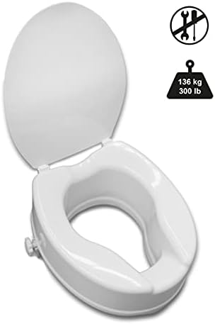 Pepe - Raised Toilet Seat with Lid 6 Inch, Toilet Seat Raiser for Elderly, Disabled Toilet Seat Riser 6 Inch, Elevated Toilet Seat for Adults, Toilet Raiser for Elderly Adults