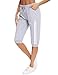 Doaraha Pantalones Pirata de Running Mujer Pantalón Capri Pants Deportivos 3/4 Capris Chándal Cintura Alta con Bolsillo para Deporte Yoga Fitness Correr Entrenamiento (Gris, XXL)