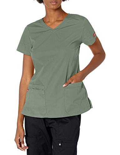 Image of Dickies Women's Jr. Fit V-Neck Scrub Top Multiple Patch Pockets