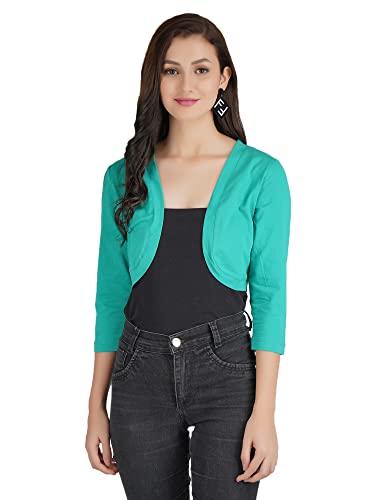 Image of PepTrends Solid Cotton Knitted Short Shrug with Front Open