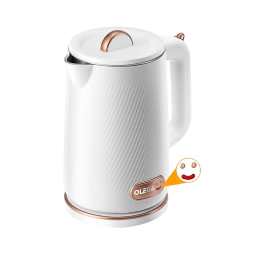 Comparison: Rose Gold Kettle 3 OLEGA Electric Kettle - 1500W Electric Tea Kettle 1.8L Stainless Steel Inner Electric Kettles for Boiling Water Auto Shut Off Boil-Dry Protection Electric Water Kettle for Coffee Tea White