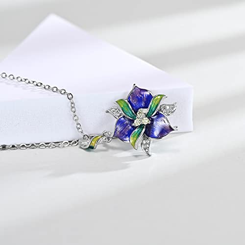 Jesming 925 Sterling Silver Plated Purple Leaf Flower Floral Plant Rings Colorful Enamel Jewelry Set Cz Simulated Diamond Sapphire Statement Ring For Women (Ring, 9) #TOP4