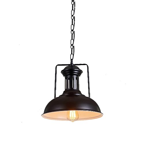 Lustre bar robuste en fer métallique noir au design de ferme américaine raffiné