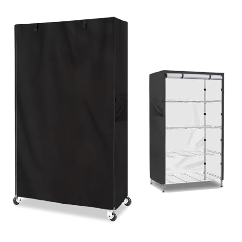 Aacabo Shelf Cover,Waterproof Dustproof Storage Shelving Unit Cover,Fits 36" Wx14 Dx72 H Shelf,Shelf Display Rack Protector Cover with Zipper,Black(Cover only)