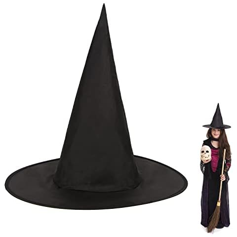 VEYLIN Witch Hat, 2 Pack Black Witches Hat Halloween Hat Kids Witches Hats for Women Halloween Accessories Cover