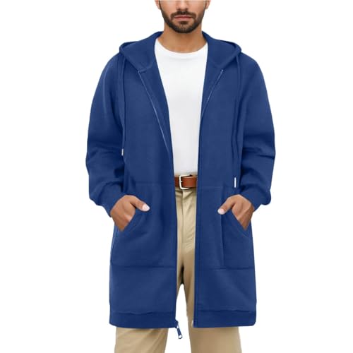 Long Hoodies for Men Zip Up Flannel Fleece Oversized Tunic Full Length Sweatshirts Jackets Coats with Pockets 2025