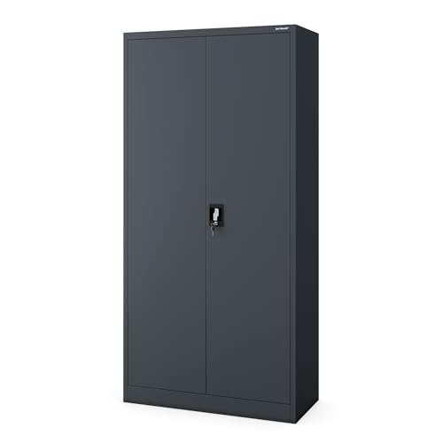 Jan Nowak Metallschrank Jan 185 x 90 x 40 cm - Metall Aktenschrank Abschließbar mit 2 Türen, Mehrzweckschrank mit 5 Ebenen, Büroschrank aus Stahlschrank mit Pulverbeschichtung - Anthrazit