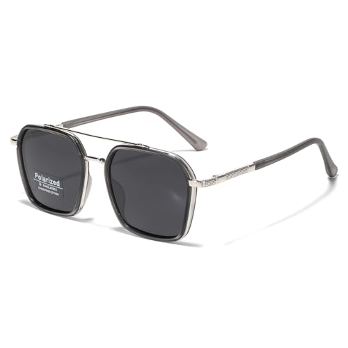 Metal Square Frame Polarized Sunglasses for Unisex