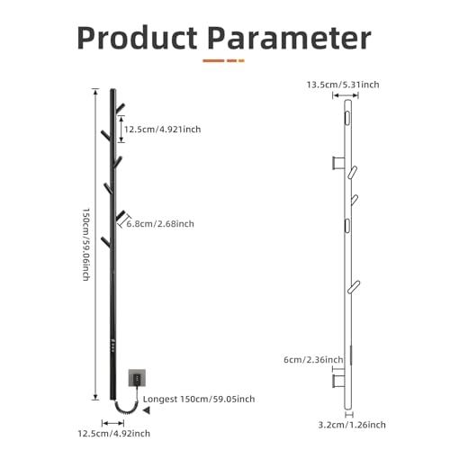 Badheizkörper Elektrisch, Elektrischer Handtuchheizkörper mit einer Stange, Towel Warmer, Intelligenter Konstanttemperatur Handtuchhalter Heizkörper, Einstellbare Temperatur Handtuchheizer-WiFi Gray