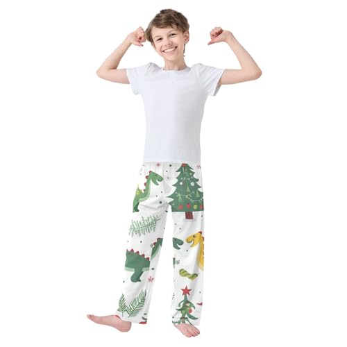 ZZXXB Dinosaur Christmas Tree Boys Long Pants Soft Trousers Elastic Waist Kids Lounge Bottoms with Pockets S-XL3
