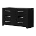 South Shore Primo 6-Drawer Dresser, Pure Black with Nickel Finish Handles