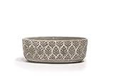  NOOR Living Pflanzschale Beton Optik grau Blätter 3D Haptik oval 25x9x9cm