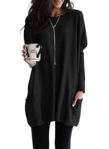 Dokotoo Womens Fall Fashion 2025 Long Sleeve Pullover Tunic Tops Crewneck Sweatshirt Dress Casual Mini Dresses