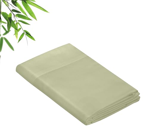 Image of Royale Linens Bamboo Viscose Twin Flat Sheets Only - Cooling Sheets - Organic Viscose Derived from Bamboo - Flat Sheet Only - Top Sheet - Breathable & Silky Bedding (Twin, Sage Green)