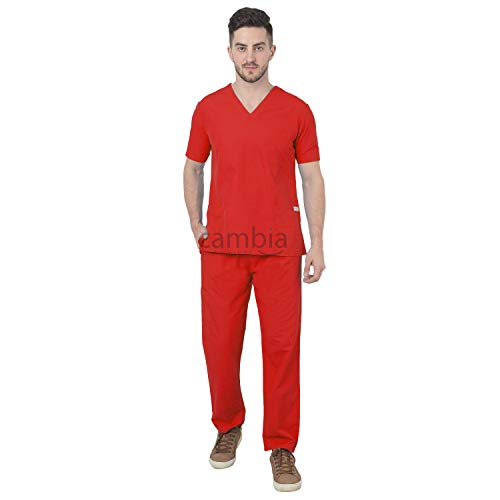 Image of Cambia Scrub Suits for Doctors Men /OT Dress Unisex (L, Red)