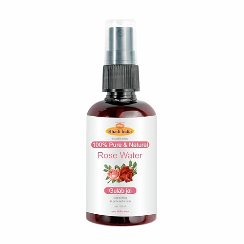 Image of Khadi 100% HERBAL Rose Water Spray - 100% Pure & Natural Skin Toner for Hydration, Glow & Pore Tightening - Alcohol-Free, Refreshing Mist - 100ml