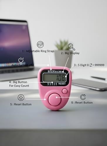 Image of Digital Finger Tally Counter with LCD Display, Portable Hand Click Counter for Prayer, Chanting, Gym, Counting, Stitching, Meditation, Automatic Tasbeeh Counter with Reset Button (511 Ring-Green)