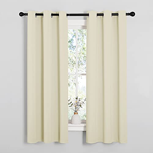 Image of NICETOWN Kitchen Curtains, Short Curtains for Bedroom Windows, Thermal Insulated Room Darkening Curtain Panels for Girls Room, Cafe (Beige, 34 inch W by 63 inch L, 1 Pair)