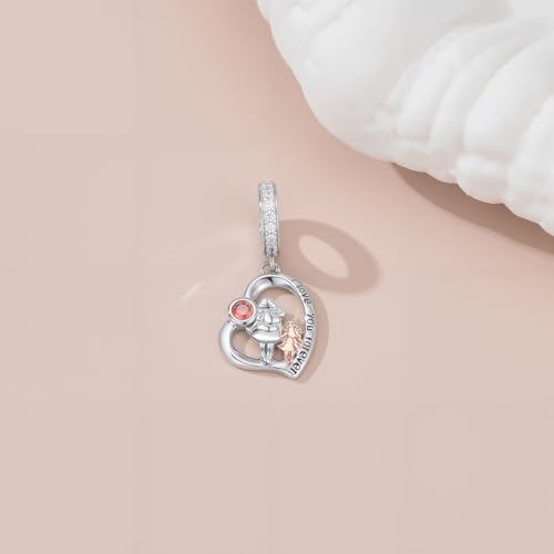 Image of PROESS Father Mother Daughter Charm fit Charms Bracelet Sterling Silver Charms for Bracelets Birthday Valentines Day Gifts for Daughter Mother Lover