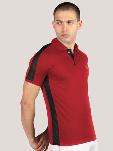 Image of CHKOKKO Men's Active Sports Wear Polo Half Sleeve Gym Tshirt with Button Collar Quick Dry Breathable Perfect for Workout Running Regular Fit Pack of 2