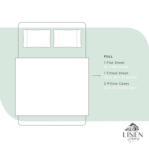 Image of Linen Home 100% Cotton Percale Sheets Full Size, Pastel Turk, Deep Pocket, 4 Pieces Set - 1 Flat, 1 Deep Pocket Fitted Sheet and 2 Pillowcases, Crisp Cool and Strong Bed Linen