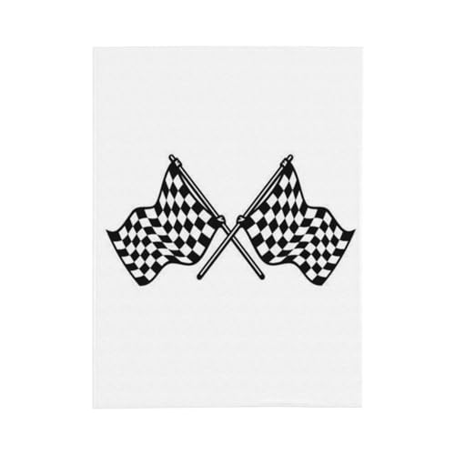 Couverture en peluche drapeau de course plaid damier noir blanc jeté de lit