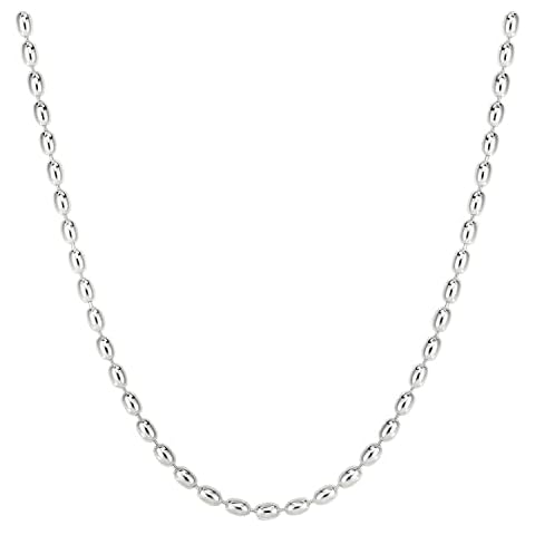 Savlano 925 Sterling Silver Oval Rice Bead Strand Chain Necklace Cover